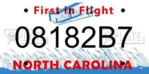 08182B7 North Carolina License Plate