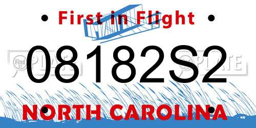 08182S2 North Carolina License Plate