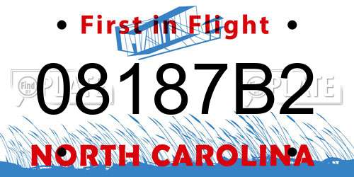 08187B2 North Carolina License Plate