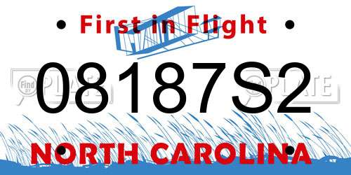 08187S2 North Carolina License Plate