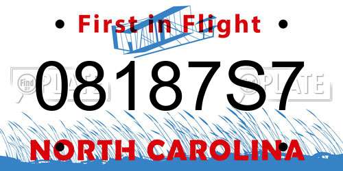 08187S7 North Carolina License Plate