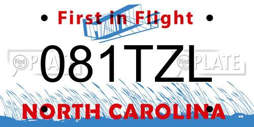 081TZL North Carolina License Plate