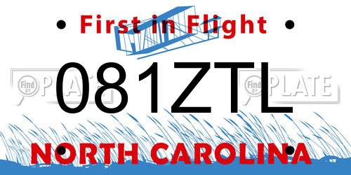 081ZTL North Carolina License Plate