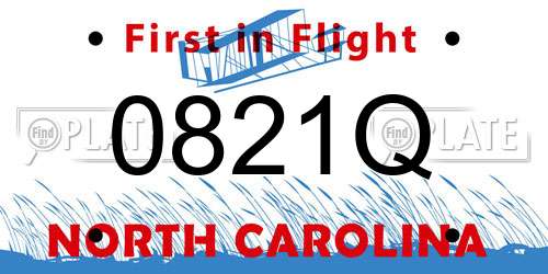 0821Q North Carolina License Plate