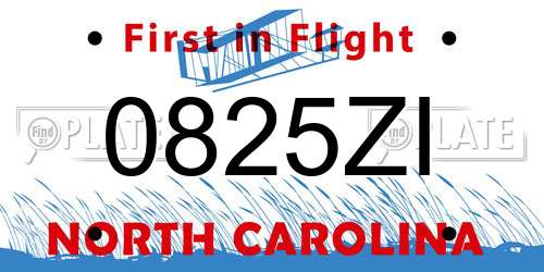 0825ZI North Carolina License Plate