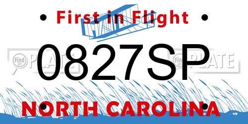0827SP North Carolina License Plate