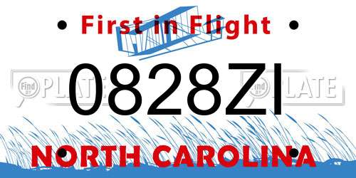 0828ZI North Carolina License Plate