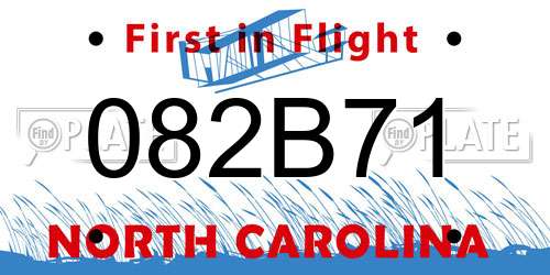 082B71 North Carolina License Plate