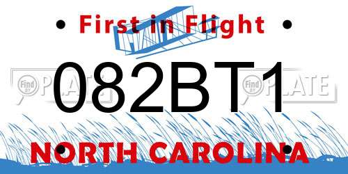 082BT1 North Carolina License Plate