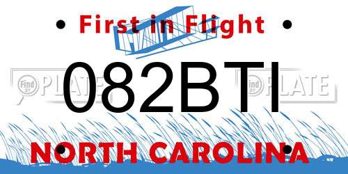 082BTI North Carolina License Plate