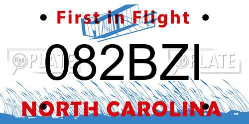 082BZI North Carolina License Plate