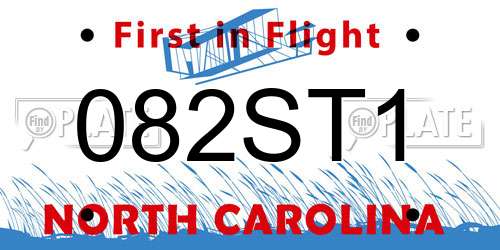 082ST1 North Carolina License Plate