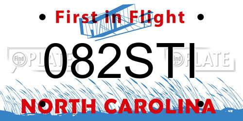 082STI North Carolina License Plate