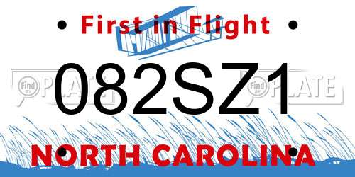 082SZ1 North Carolina License Plate