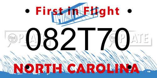 082T70 North Carolina License Plate