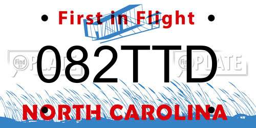 082TTD North Carolina License Plate