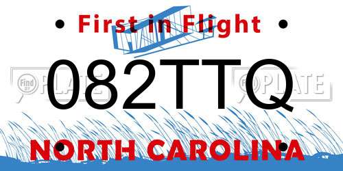 082TTQ North Carolina License Plate