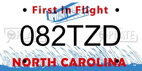 082TZD North Carolina License Plate