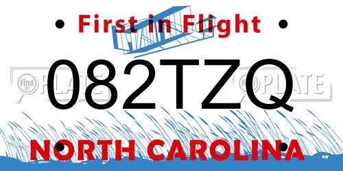 082TZQ North Carolina License Plate