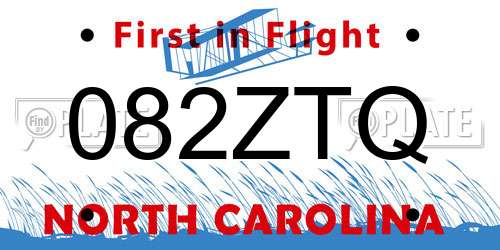 082ZTQ North Carolina License Plate
