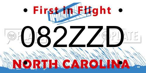 082ZZD North Carolina License Plate