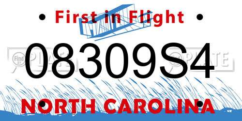 08309S4 North Carolina License Plate
