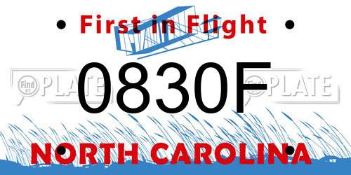 0830F North Carolina License Plate