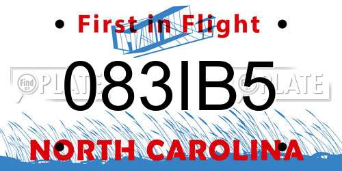 083IB5 North Carolina License Plate