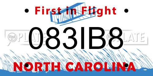 083IB8 North Carolina License Plate