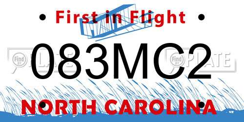 083MC2 North Carolina License Plate