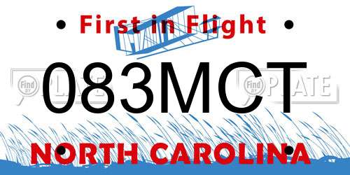 083MCT North Carolina License Plate