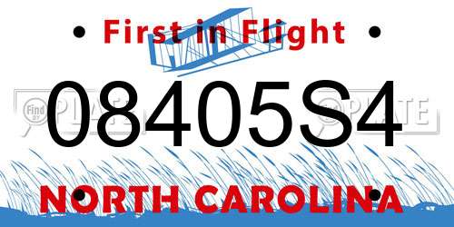 08405S4 North Carolina License Plate
