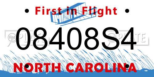 08408S4 North Carolina License Plate