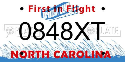 0848XT North Carolina License Plate