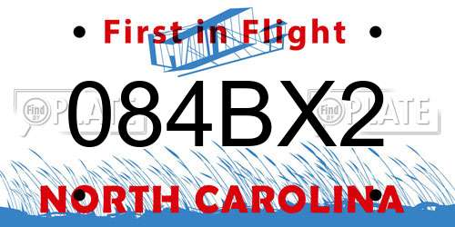 084BX2 North Carolina License Plate