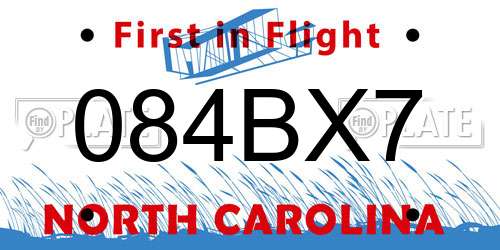 084BX7 North Carolina License Plate