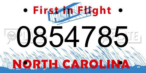 0854785 North Carolina License Plate