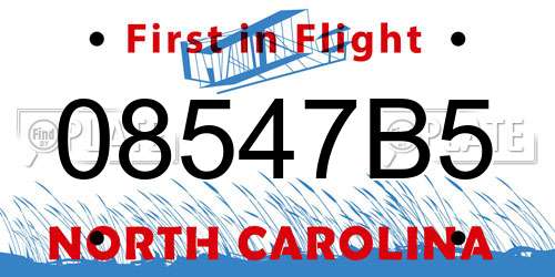 08547B5 North Carolina License Plate