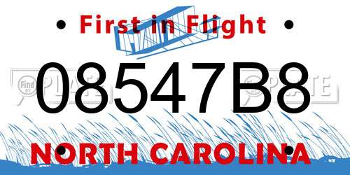 08547B8 North Carolina License Plate