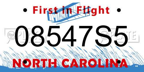 08547S5 North Carolina License Plate