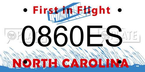 0860ES North Carolina License Plate