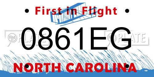 0861EG North Carolina License Plate
