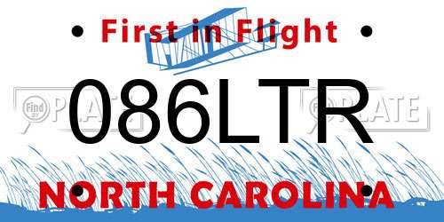086LTR North Carolina License Plate