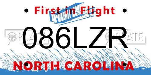 086LZR North Carolina License Plate