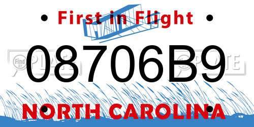 08706B9 North Carolina License Plate