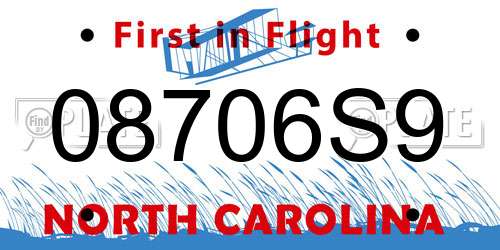 08706S9 North Carolina License Plate