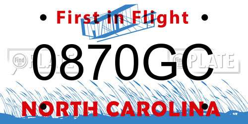 0870GC North Carolina License Plate