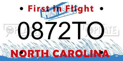0872TO North Carolina License Plate