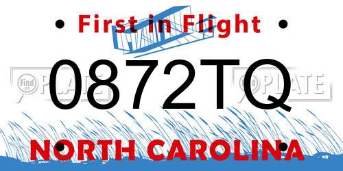 0872TQ North Carolina License Plate