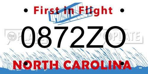 0872ZO North Carolina License Plate